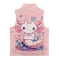 thumbnail image 5 of Uorisanigo Unisex Kids Fleece Vest Girls Boys Zippered Pink SAxolotl Flowers Vest Sleeveless Stand Collar Outwear Fall Fashion Outfits Clothes Puffer Vests Waistcoat with Pockets, 5 of 7
