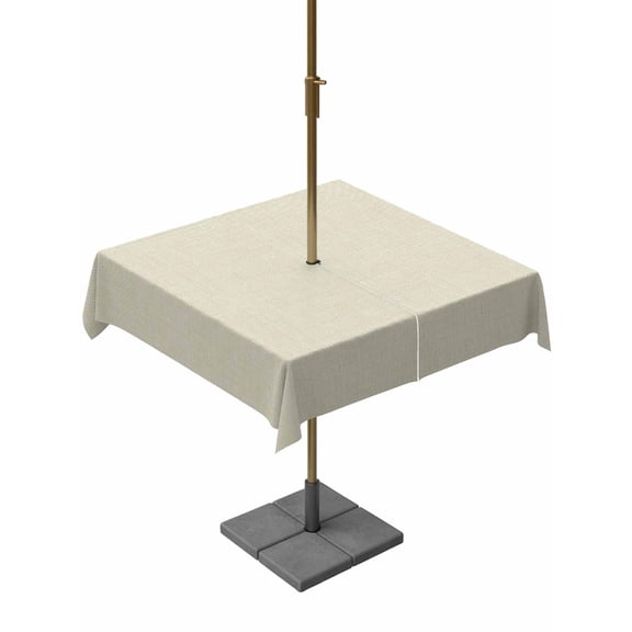 Outdoor Tablecloth with Umbrella Hole for Patio/Picnic/Party/Camping, Beige Waterproof Table Cloth Square Cover Washable, Modern Minimalist Linen Pure Color (60"x 60")