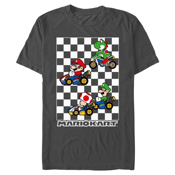 Mens Nintendo Checkered Rally Carts T Shirt