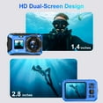 thumbnail image 4 of SEREE 4K 64MP 33FT UHD Underwater Camera for Snorkeling Dual-Screen Compact Waterproof Dustproof Floatable Autofocus Camera with 32GB Card Blue, 4 of 8