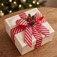 thumbnail image 5 of Christmas Red and White Stripe Polyester Grosgrain Ribbon for Gift Wrapping, Holiday Bows and Crafts, 5 of 6