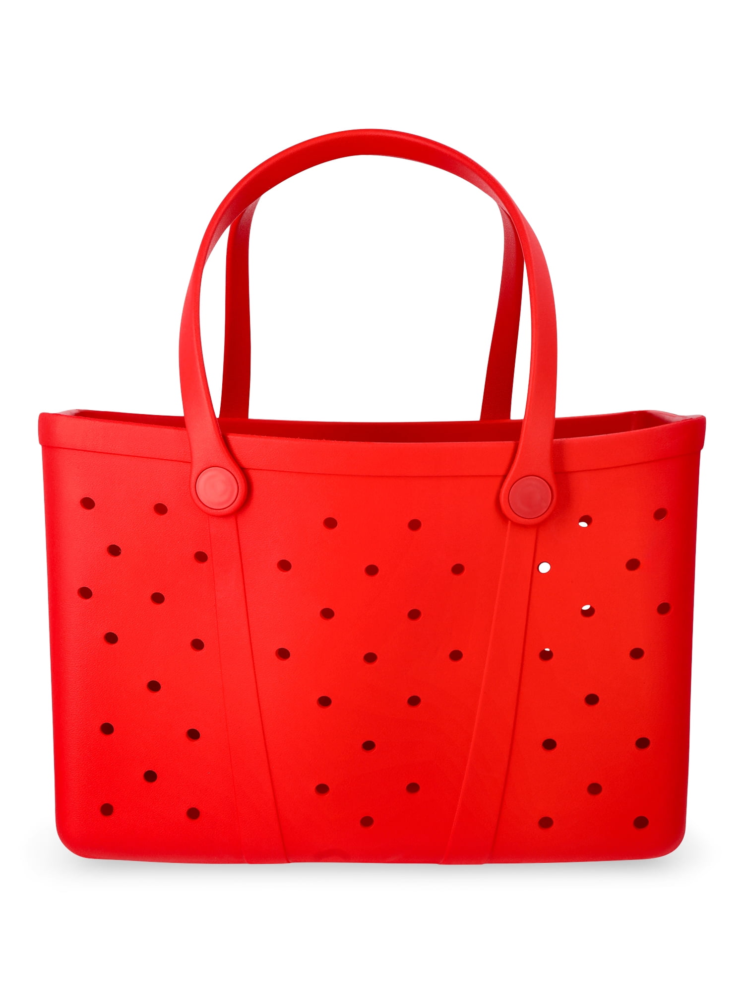 Time and Tru Women's Waterproof EVA Beach Tote Bag, Red