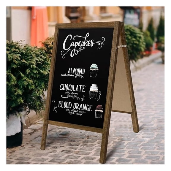 XiHuaZhaoChen Extra Large Wooden 40x22 Chalkboard,Double-Sided Sidewalk A Frame Chalkboard Sign,Sturdy Sandwich Board for Restaurant,Business or Wedding,Brown
