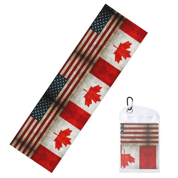 America Canada Flag Cooling Towel 39.4"X11.8" Ice Sweat Towel Face Cooling Neck Cooler Wraps For Sports