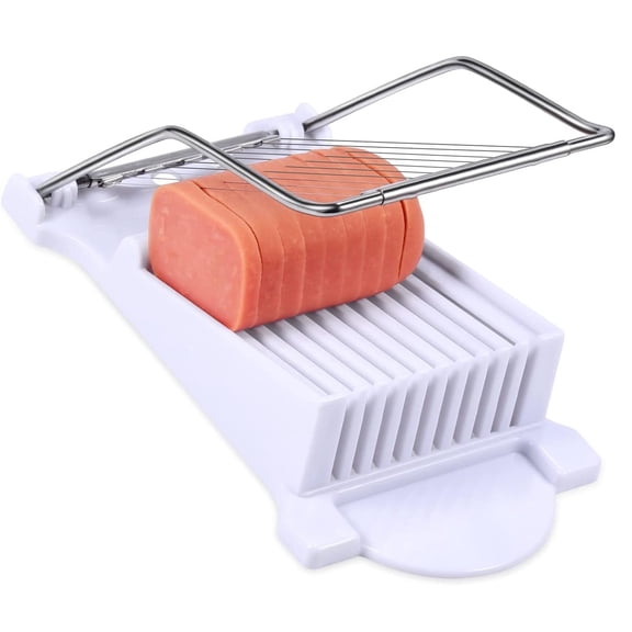 FZAZMLT Spam Slicer, Luncheon Meat Slicer, Multipurpose Stainless Steel Wire Slicer, Egg Fruit Banana Soft Cheese Slicer(White)