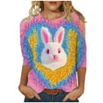 thumbnail image 2 of Cavosen Happy Easter Women's 3/4 Sleeve Tops Crew Neck Summer Plus Size Bunny Tie Dye Print Pullover Shirts Festival Blouse Vacation Holiday T Shirts Loose Dressy Tees 5XL, 2 of 5
