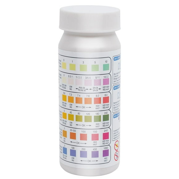 Mainstays 6-Way Pool, Hot Tub & Spa Test Strips for Chlorine, Bromine, pH, Alkalinity, Cyanuric Acid and Hardness Levels - 50 Counts