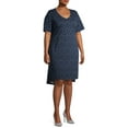 thumbnail image 3 of Terra & Sky Women's Plus Size V-Neck T-Shirt Dress with High Low Hem, 3 of 6