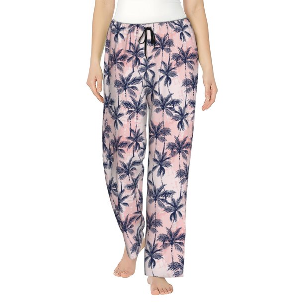 Balery Tropics Palm Trees Pantalones de pijama para mujer, pijamas ultraligeros, pantalones de estar por casa-Medium