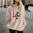 thumbnail image 2 of Womens Winter Hoodie Warm Fleece Sherpa Pullover Hood Dog Paw Heart Top Casual 2025 Thicken Outfits Soft Long Sleeve Homewear, 2 of 6