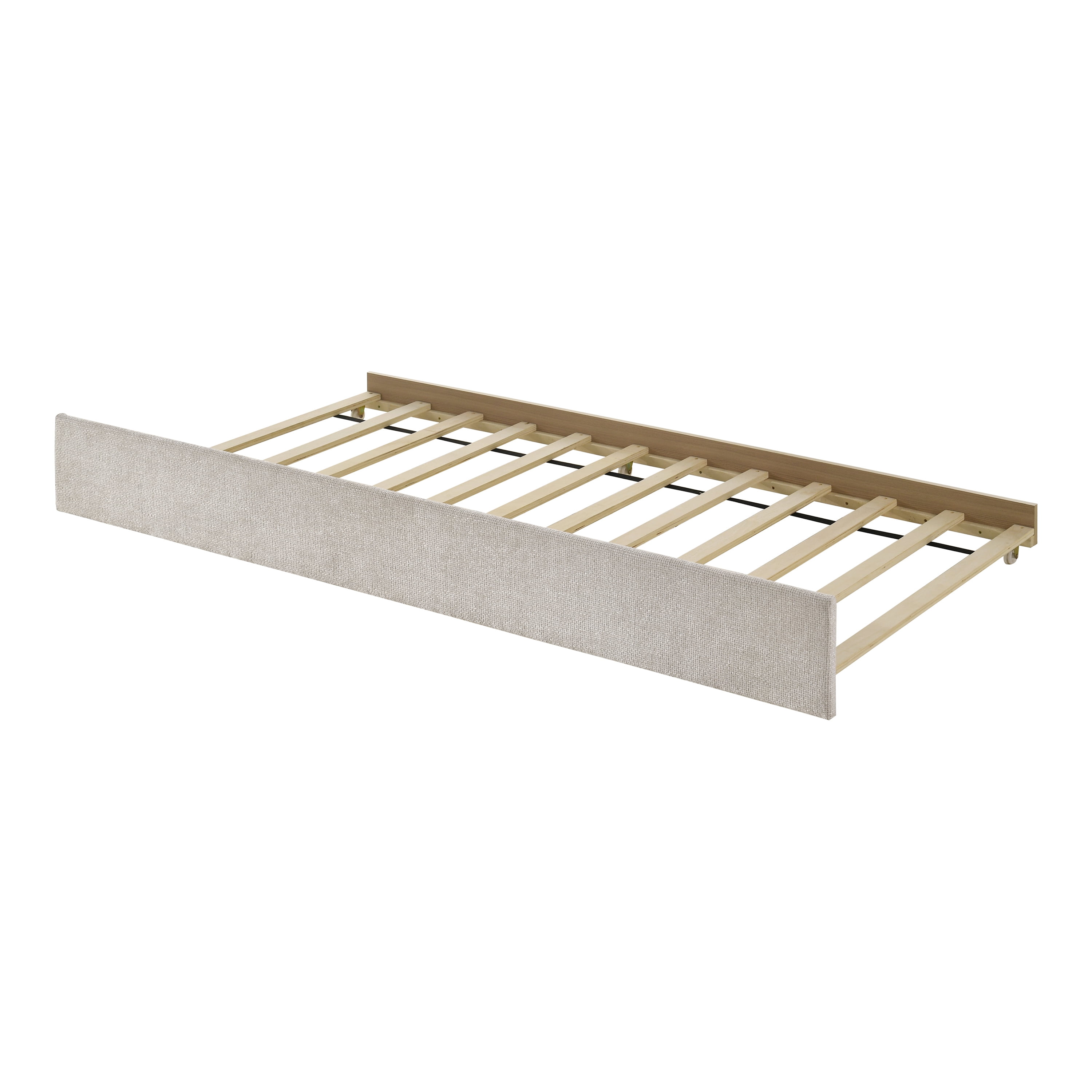 Furniture of America Alonsa Fully Fabric Upholstered Track Arm Twin Daybed with Trundle, Pearl White