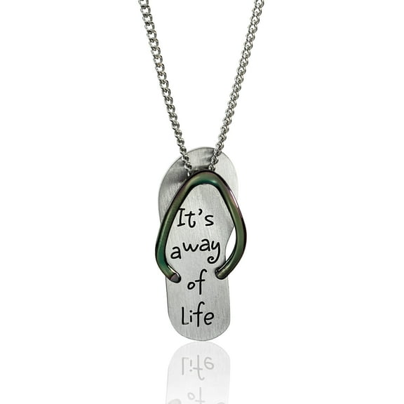 It's a Way of Life Flip Flop Pendant Necklace in Stainless Steel