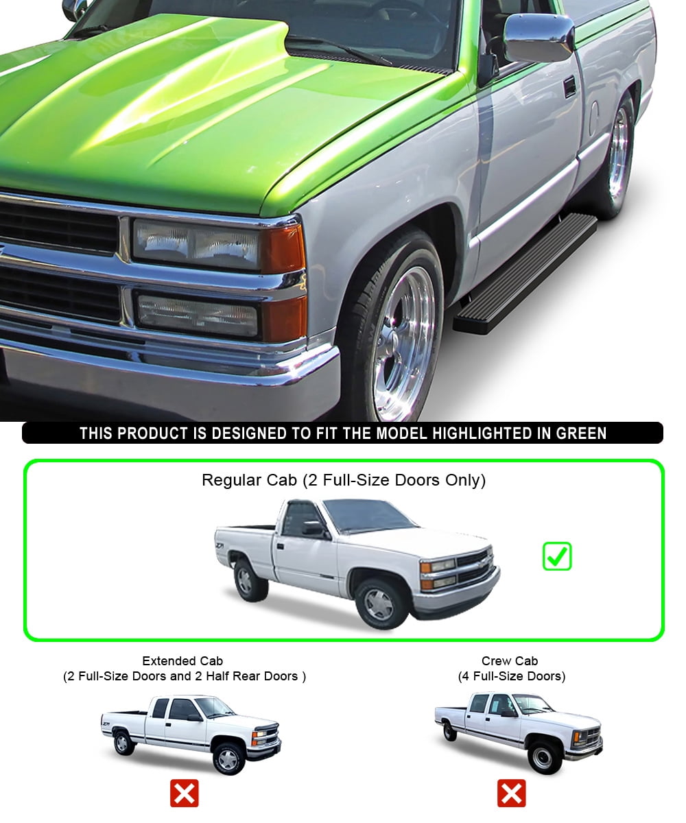 APS Running Boards 5 inches Black Compatible with Chevy GMC CK 1988-1998 Regular Cab & Chevy Tahoe 95-99 2Dr & GMC Yukon 92-99 2Dr (Exclude ZR2) Stainless Steel (Nerf Bars Side Steps Side Bars)