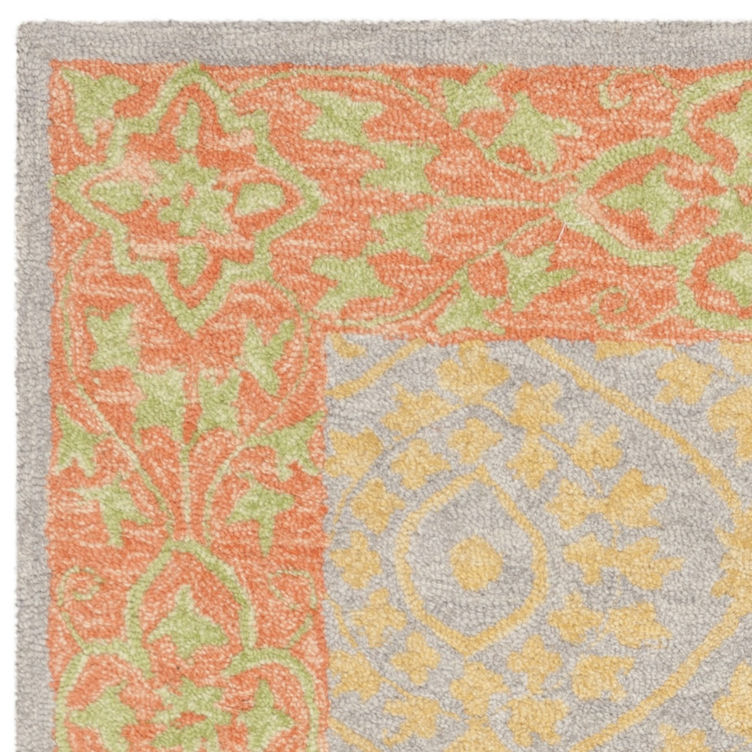 SAFAVIEH Suzani Endika Floral Bordered Area Rug, Orange/Silver, 2' x 3'