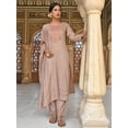 thumbnail image 5 of Janasya Women's Rose Gold Poly Silk Floral Embroidery Kurta with Pant and Dupatta, 5 of 8