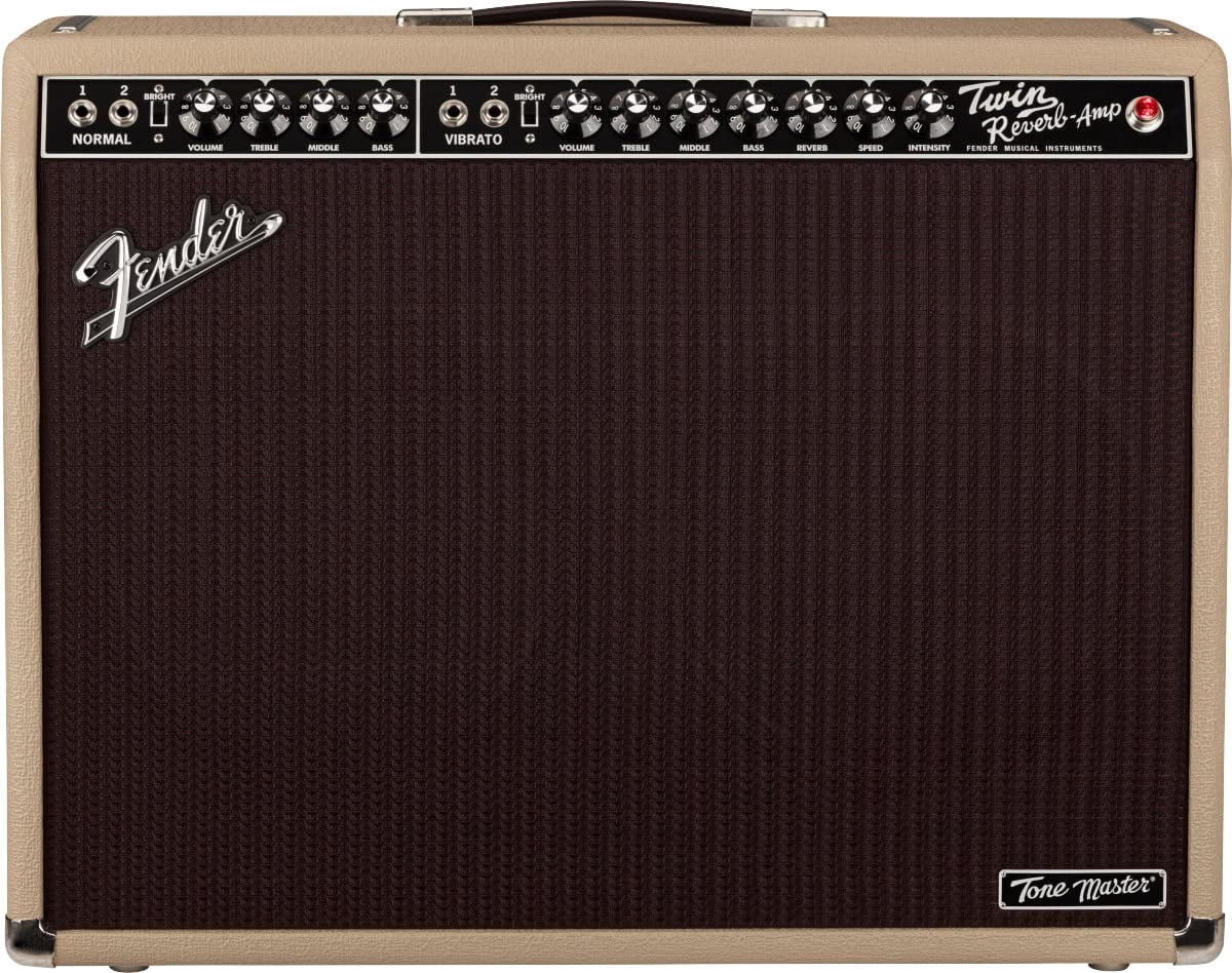 Fender Tone Master Twin Reverb 2x12-Inch 200-Watt Guitar Combo Amplifier Bundle with Instrument Cable, Amperstand Guitar Cradle, Tuner, and 24-Pack Picks