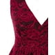 thumbnail image 3 of Tank Top de Peplum de Encaje con Escote Pico Rosegal  Camisetas sin mangas de talla grande, 3 of 5