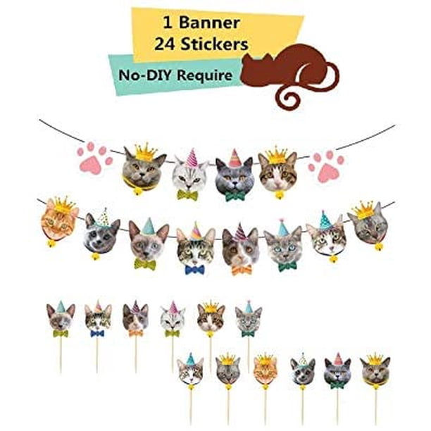 24Pcs Cat Cupcake Toppers – Cute Pet Face Cake Decor For Birthdays & Parties