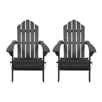 Cytheria Acacia Wood Outdoor Foldable Adirondack Chairs, Set of 2, Dark Gray