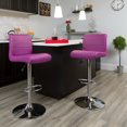 thumbnail image 4 of Contemporary Burgundy Vinyl Adjustable Height Barstool with Rolled Seat and Chrome Base, 4 of 5