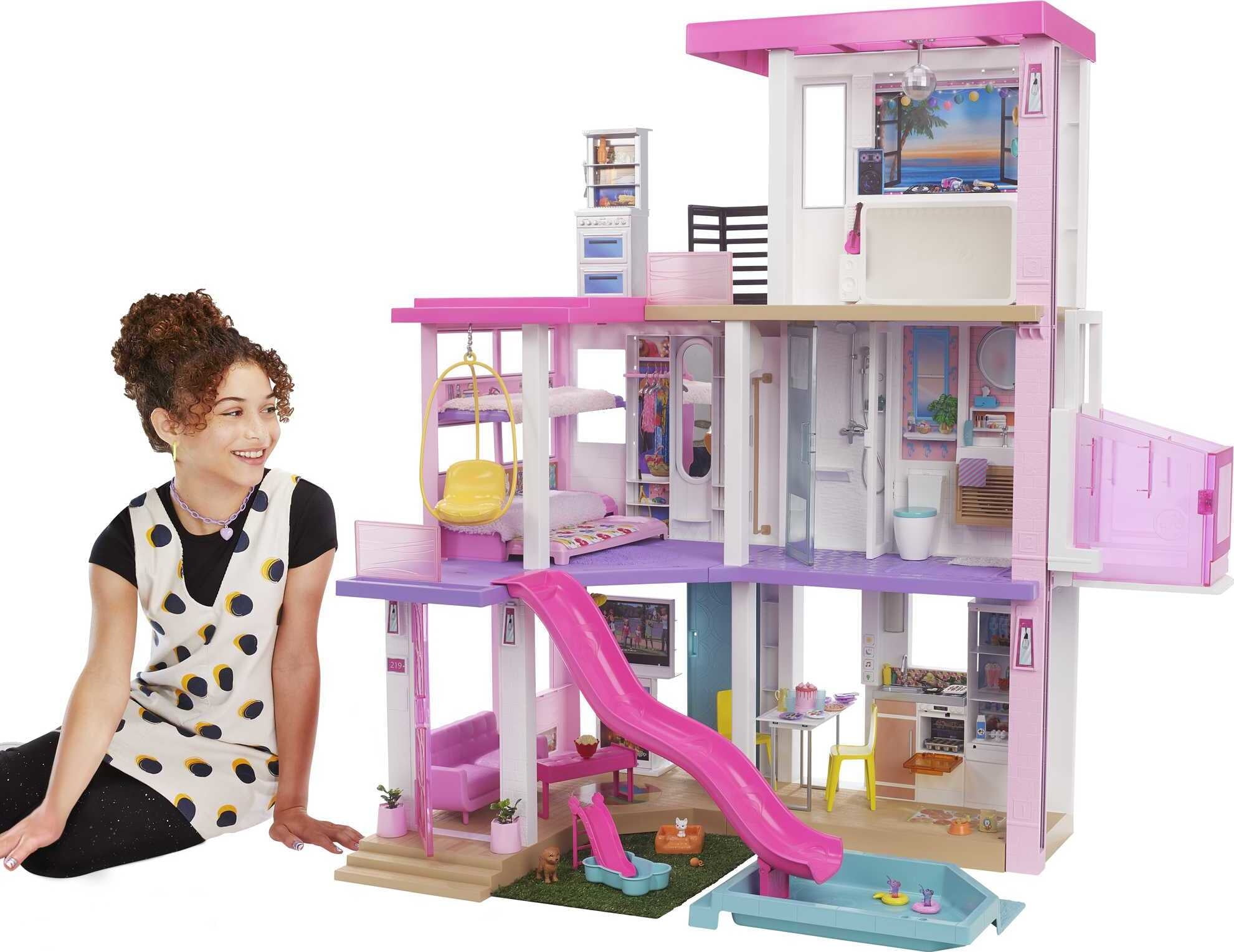 Barbie DreamHouse Playset with 10 Play Areas, 75+ Furniture & Accessories, Lights & Sounds