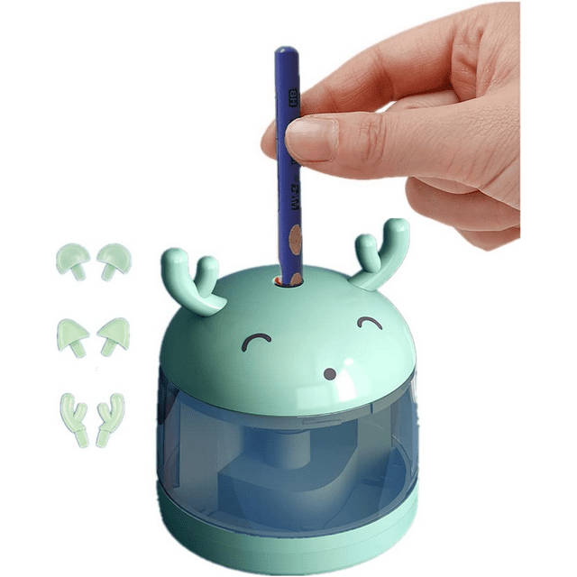 YSTIANN Electric Pencil Sharpener for Kids with Fun Animal Design, Automatic Sharpener for School & Home Use, Green AZ78-899