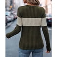 thumbnail image 3 of NJWS Women Striped Color Block Knit Sweater Long Sleeve Crew Neck Slim Fit Pullover Top Lightweight Casual Wear for Fall Winter, 3 of 6
