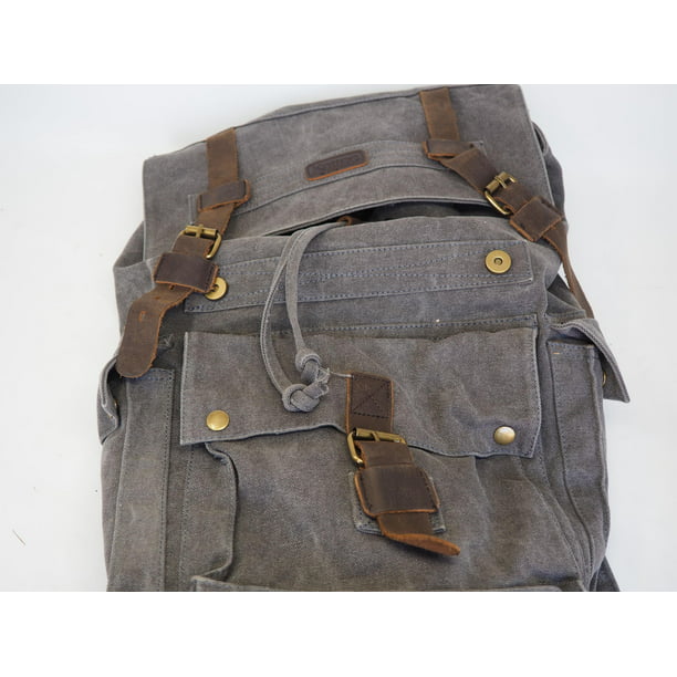 Kattee Men's Leather Canvas Backpack Large School Bag Travel 