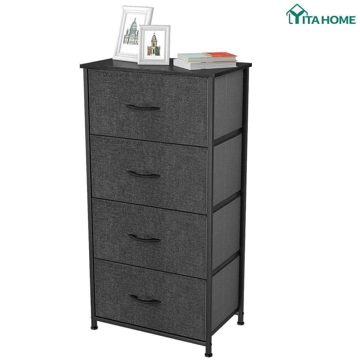 YITAHOME 4 Drawers Dresser Shelf Organizer Bedroom Bedside Storage