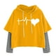 thumbnail image 1 of Mujeres Casual Loved Impreso Con Capucha Cordón Jersey Patchwork Rayas Manga Larga Tops Sudaderas Cortas Fridja  fksj4560, 1 of 3