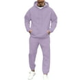 thumbnail image 2 of Hogleaql Men's Tracksuits 2 Piece Set Solid Color Sweat Hoodie Jogging Athletic Pants Set Fleece Fall Suit with Pockets Light Purple XL, 2 of 6