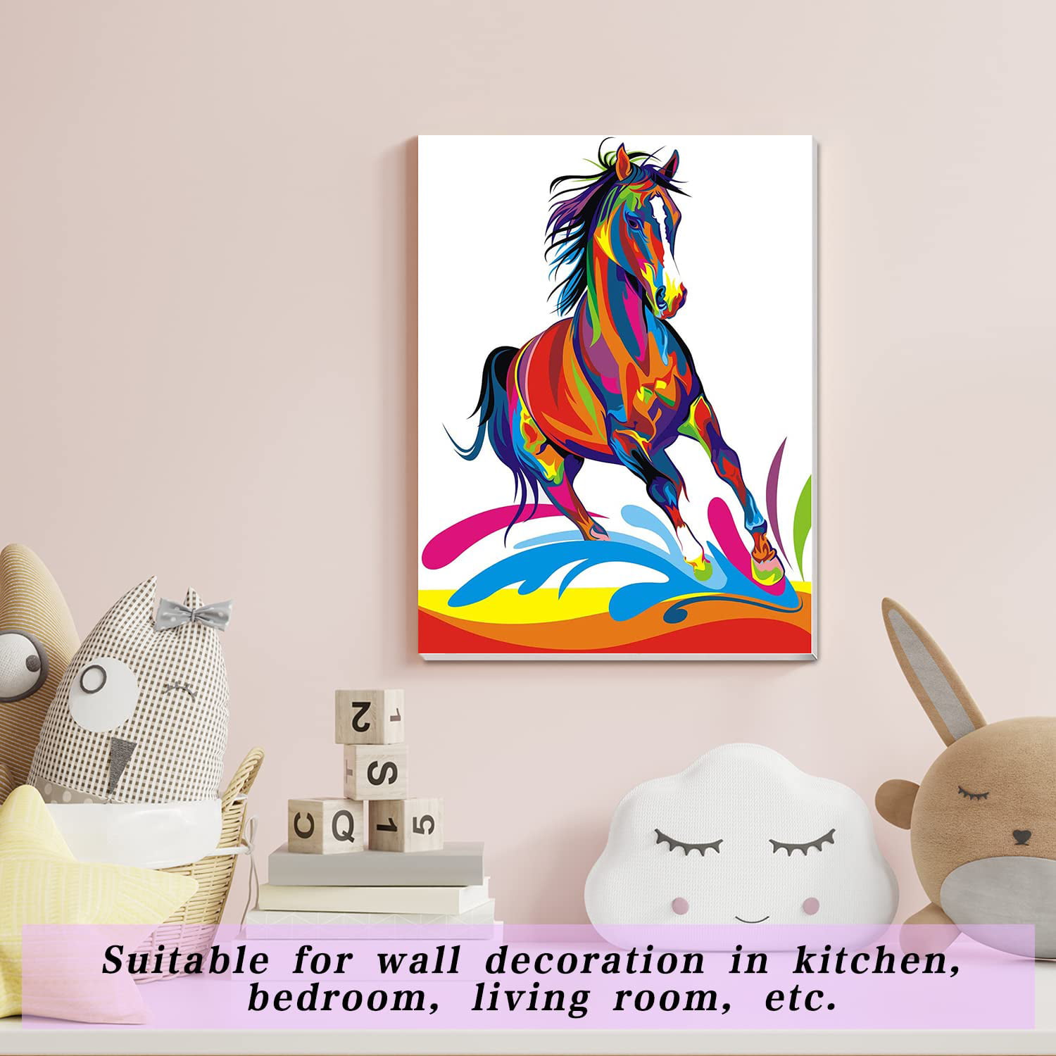 Easy Paint by Numbers Kit for Adults Children Kids Horse Framed Unframed  Painting (Lion King with Flowers, Frameless) : : Home & Kitchen