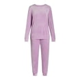thumbnail image 3 of Time and Tru Women's Velour Sweatshirt and Jogger Pants Set, 2-Piece, Sizes XS-XXXL, 3 of 3