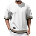 thumbnail image 3 of Tshirts Shirts for Men Pack Round Neck Hawaiian Tees Shirt Hipster Hip Hop Undershirt Cotton Tops Summer Beach Athletic Short Sleeve (White,L), 3 of 7
