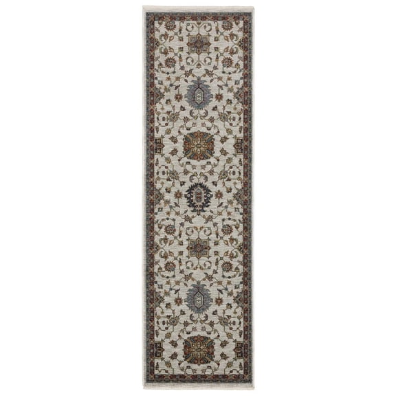 Oriental Weavers Aberdeen Area Rug - 751W1 - 2'3" x 7'6" - in Ivory/ Multi - Vintage Inspired, Stain Resistant, Family and Pet Friendly , Entryway, Hallway Runner Rug