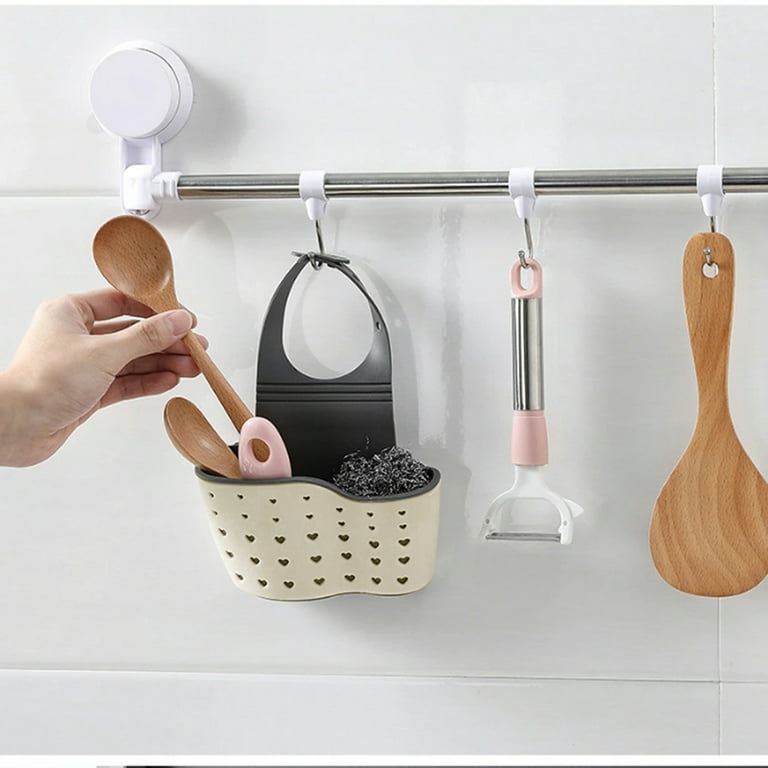 Ellsang Kitchen Sink Caddy Sponge Brush Holder, Kitchen Accessories  Organizer with Adjustable Strap and Drain Holes (Beige)