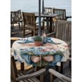 thumbnail image 2 of Outdoor Tablecloth with Umbrella Hole Zipper Happy Father's Day Round Tablecloth 60" Waterproof Outside Table Cloth Blue Gnomes Floral Linen Patio Table Cover Tablecloths for Picnic Party, 2 of 8