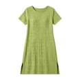 thumbnail image 6 of ClodeEU Women's Round Neck Short Sleeve Side Slit Midi Dress,Solid Color Casual Summer Dress a-Army Green,Women's Plus L, 6 of 6