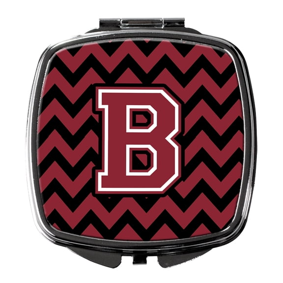 Letter B Chevron Garnet and Black Compact Mirror