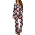 thumbnail image 6 of Hueook Silk Pajamas for Women Plus Size Pajamas Women's Christmas Printed Pajama Set for Daily Home Wear with Pocket Multicolor 2X, 6 of 8