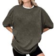 thumbnail image 2 of Endives Women's Short Sleeve T-shirts Crew Neck Drop Shoulder 2D Printed Basic Top Oversized Tee Fashion, 2 of 7