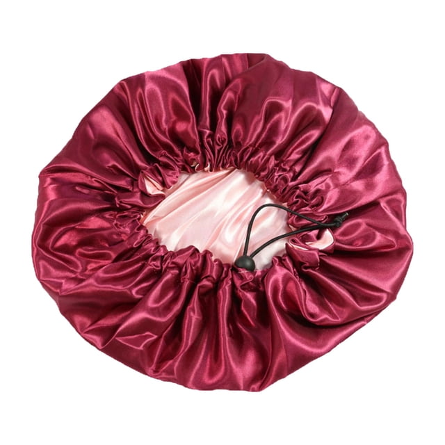 1 Sleeping Cap Bradem Clear Out Deal, Double Layer Double Satin Sleep Cap Adjustable Drawstring Silk Satin Protective Sleep Cap Turban Hair Cap Large, Hair Care Red, Polyester Hair Care Net