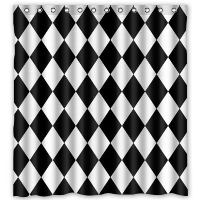 Cortina de Ducha ABPHQTO Cuadros Blanco y Negro Impermeable 160x180 cm