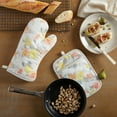 thumbnail image 2 of Martha Stewart Amber Floral Oven Mitt & Pot Holder Set 2-Pack, Yellow/Coral, OM: 7"x13" & PH: 7"x10", 2 of 13