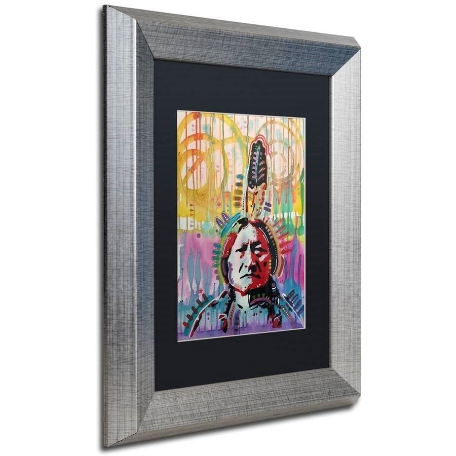 Trademark Fine Art "Sitting Bull 2" Canvas Art by Dean Russo, Black Matte, Silver Frame