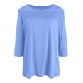thumbnail image 7 of Women Blouses Dressy Casual Fall Winter 3/4 Sleeve Shirts Crew Neck Pleated Tunic Tops, 7 of 7