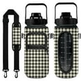 thumbnail image 1 of Black&white Check 64 Oz Water Bottle with Sleeve - BPA Free Leakproof Sport Large Plastic Water Bottle with Straw Strap & Insulated Neoprene Holder Carrier Bag Great Gift for Women Men, 1 of 6