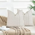 thumbnail image 6 of Modern Accent Square Throw Pillow Covers Set of 2 ，Striped Patchwork Linen Decorative Pillows Cushion Covers for Fall Decorations 12*20inch, 6 of 11