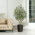 thumbnail image 5 of DR.Planzen 5ft Artificial Olive Tree with Coffe Tall Planter, Realistic Silk Leaves UV Resistant Faux Indoor Outdoor Plant for Home Office House Decor, 5 of 5