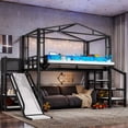 thumbnail image 3 of Twin Size Loft Bed Frame with Storage Stairs, Built-in Wardrobe, USB & LED Lights, Noise-Reduced,Black, 3 of 14